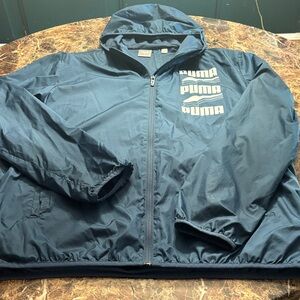 Puma Men's Blue Hooded Windbreaker